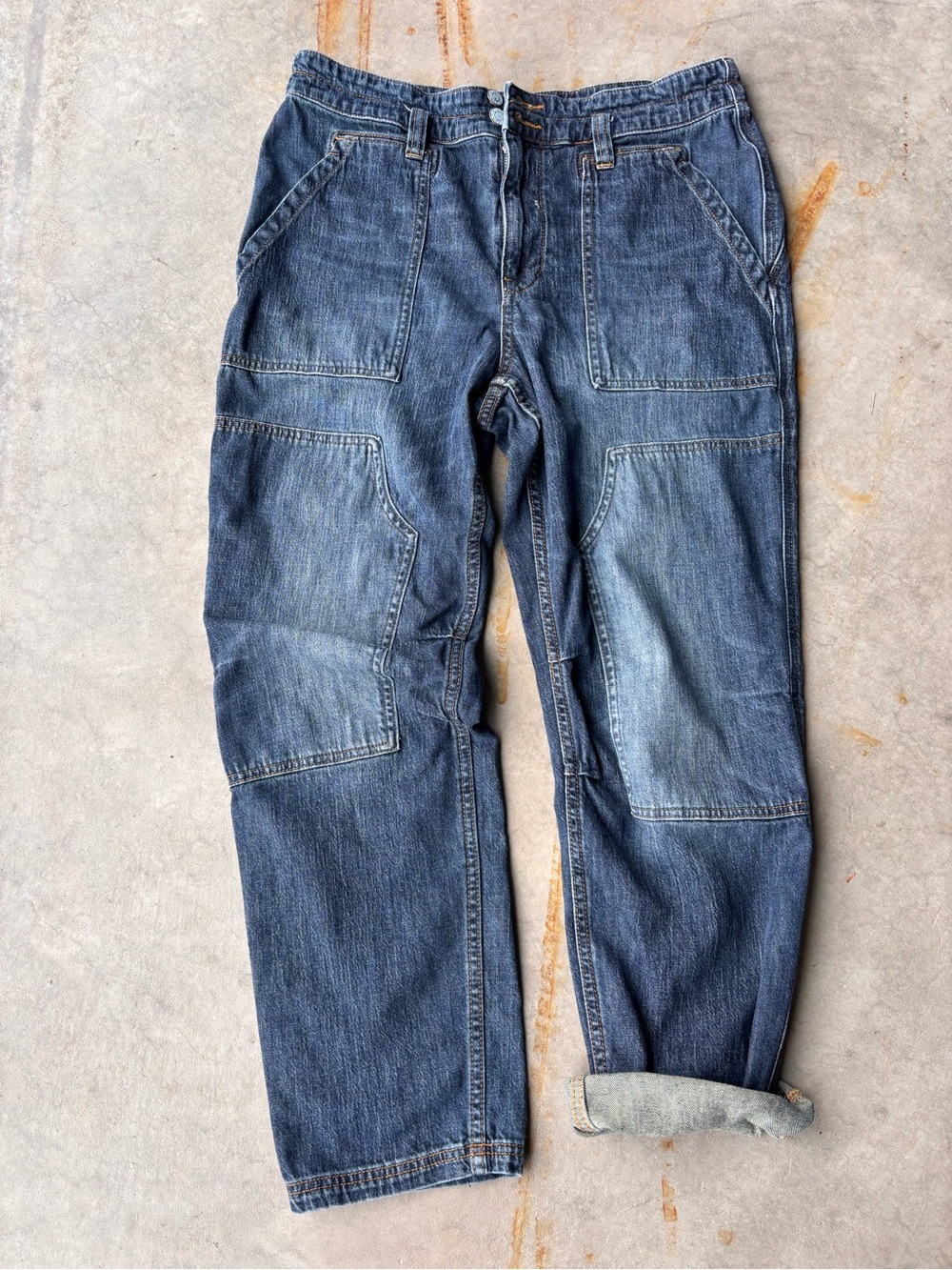 Pilcro Anthropologie Relaxed Straight Leg Jeans Blue Denim Utility Pocket 31